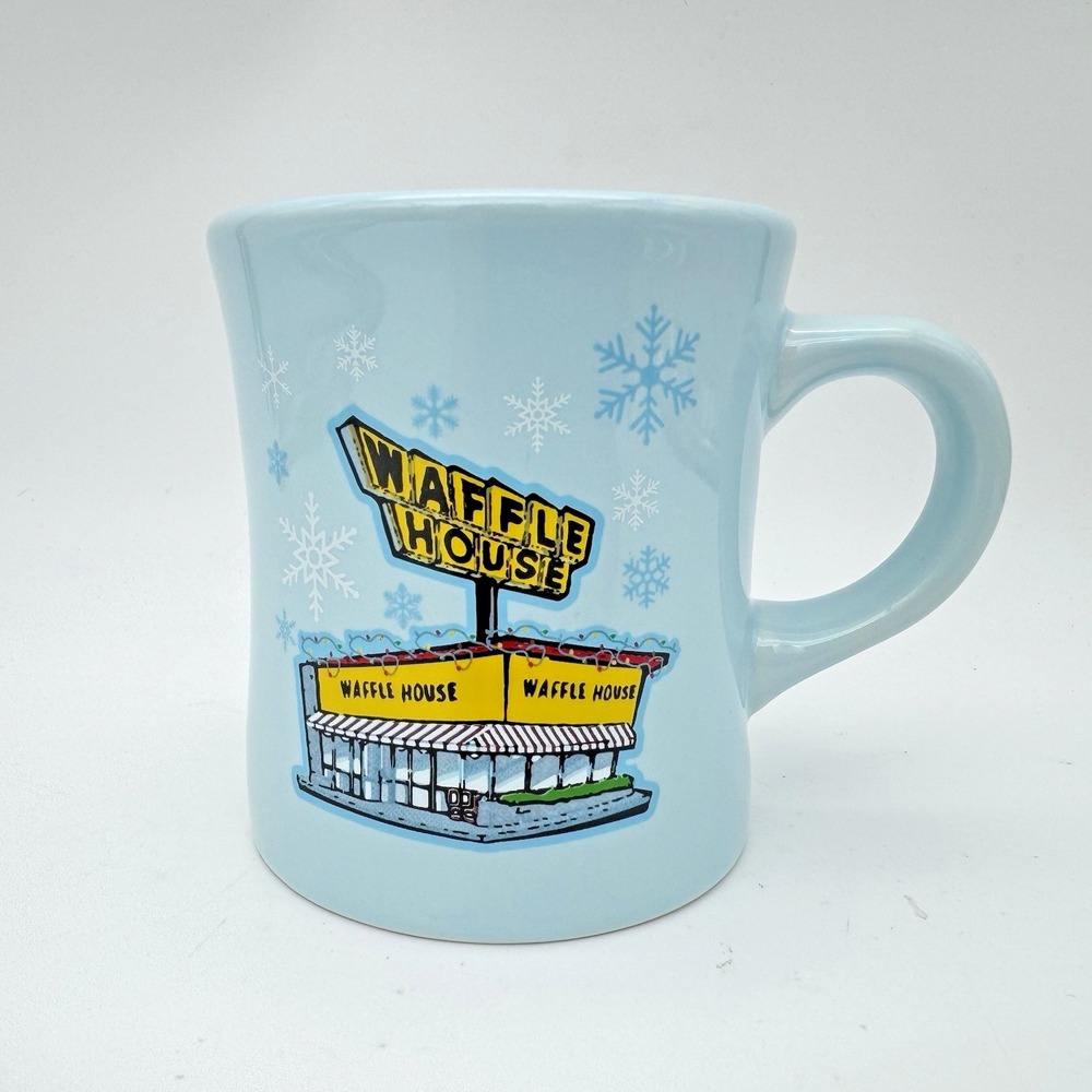 Waffle House Christmas 2023 Thick Diner Style Ceramic Coffee Mug by Tuxton Blue